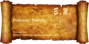 Baksay Manda névjegykártya